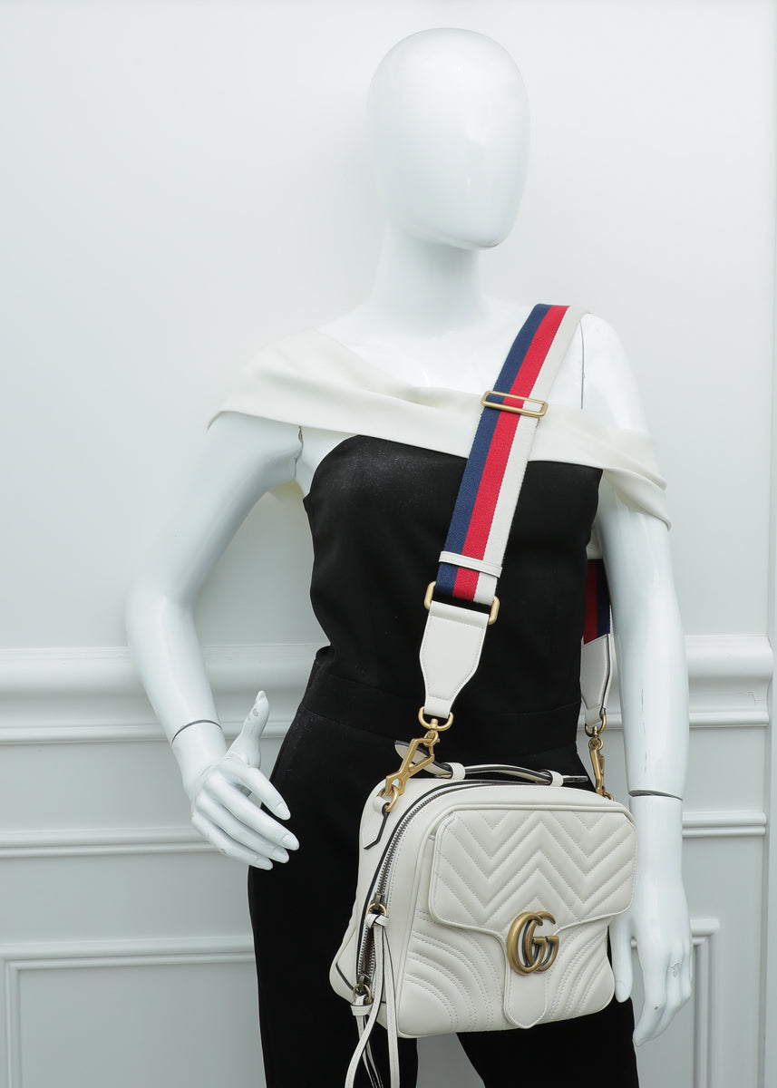 Gucci White Sylvie Web GG Marmont Bag