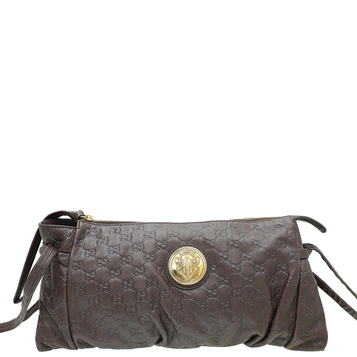 Gucci Dark Brown Guccissima Hysteria Large Clutch