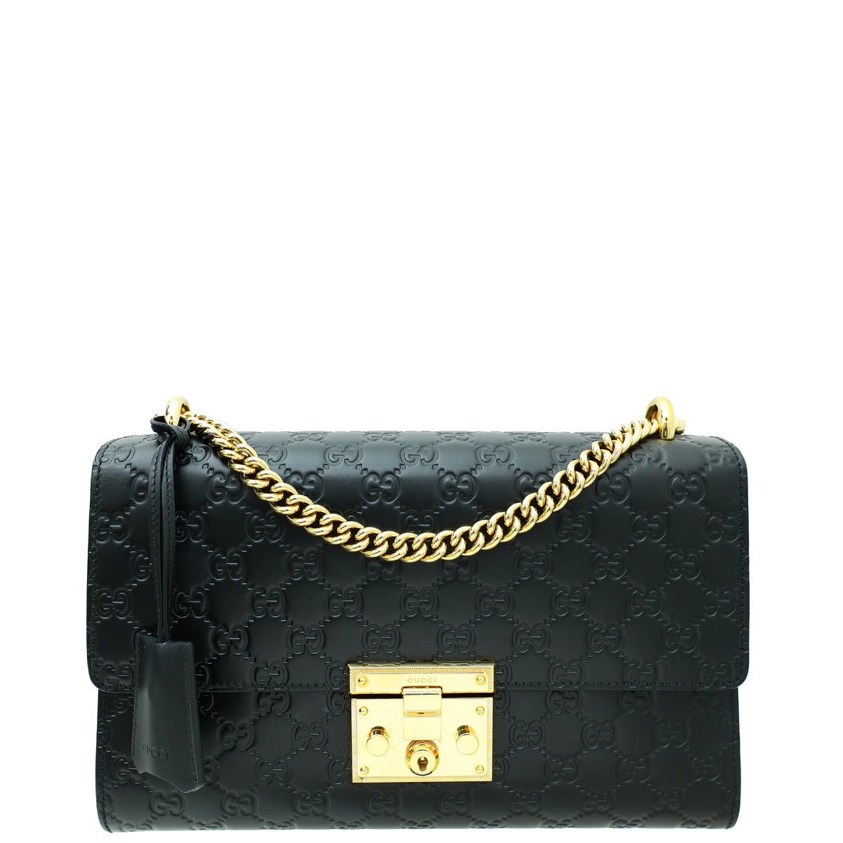 Gucci Black GG Guccissima Padlock Medium Shoulder Bag