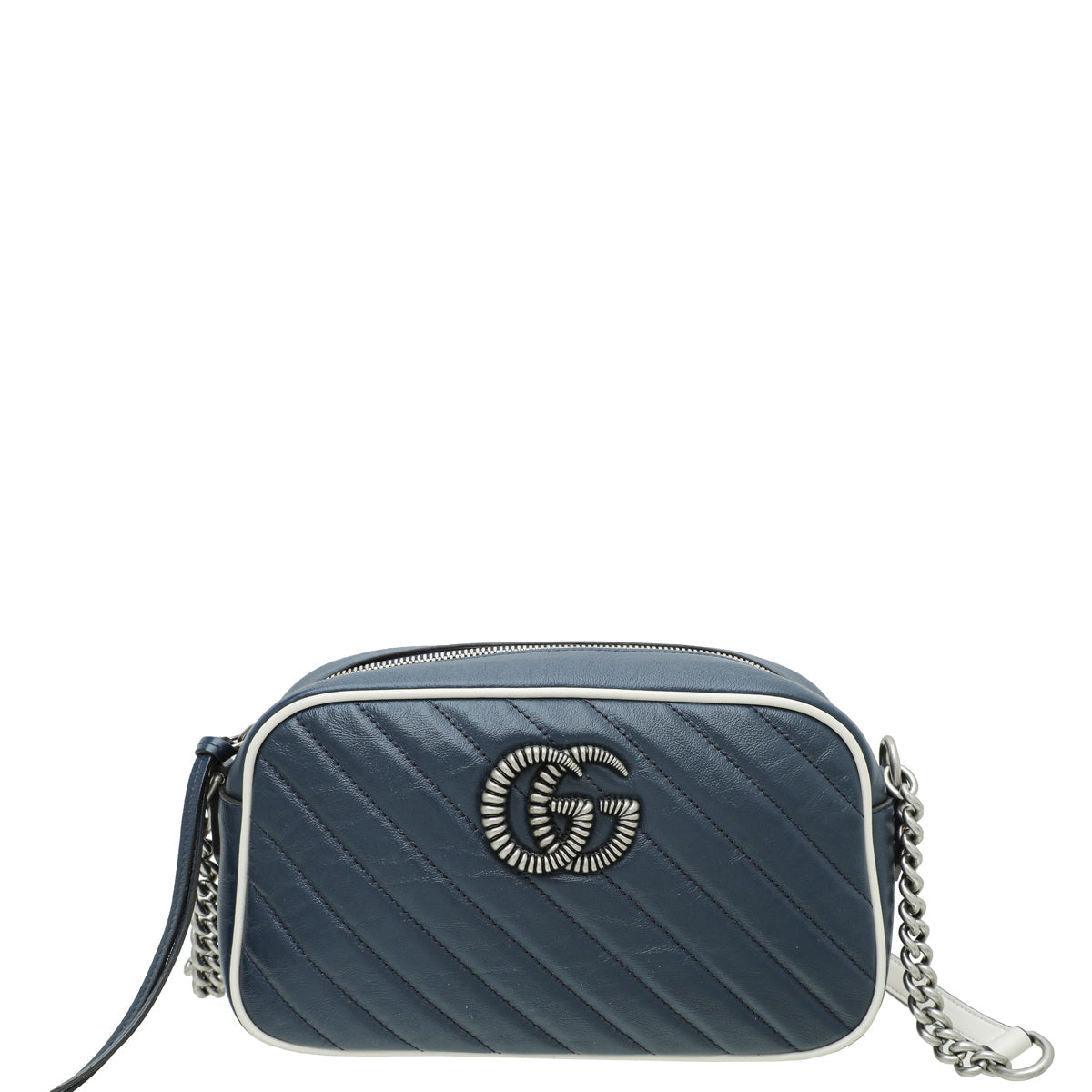 Gucci Navy Blue GG Marmont Small Camera Shoulder Bag