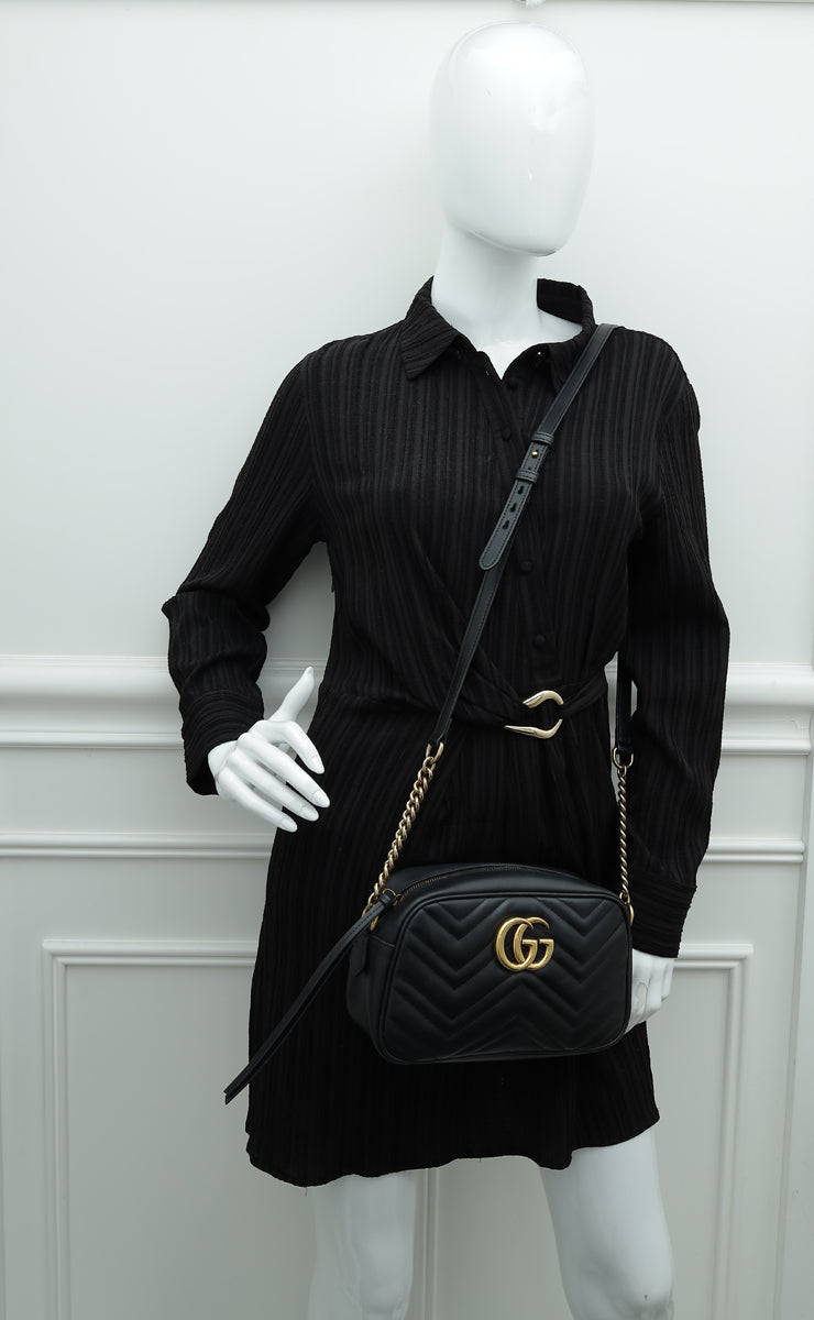 Gucci Black GG Marmont Camera Small Shoulder Bag