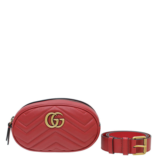 Gucci Red GG Marmont Mini Belt Bag