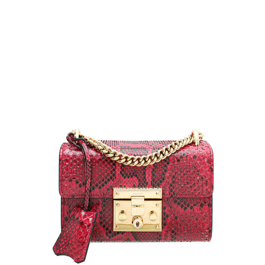 Gucci Red Python Padlock Small Shoulder Bag