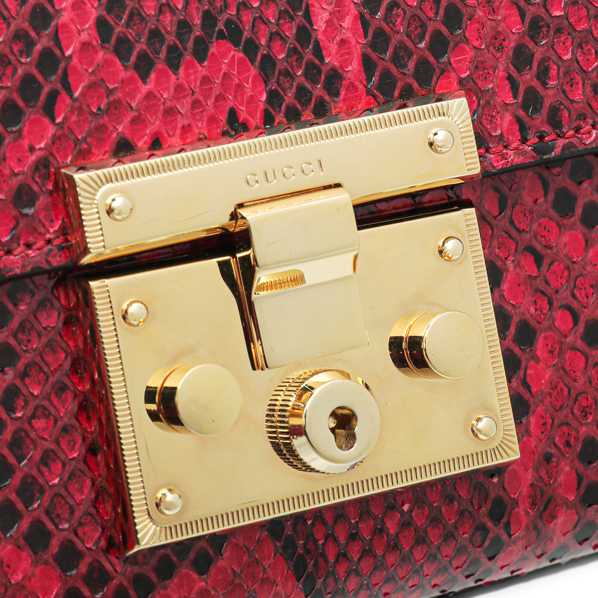 Gucci Red Python Padlock Small Shoulder Bag