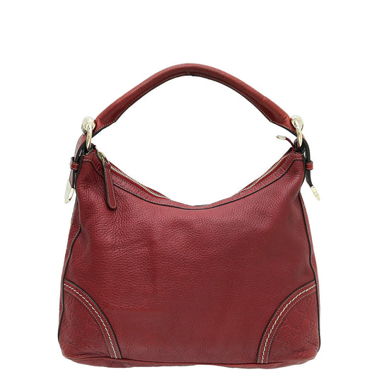 Gucci Red Guccissima Trim Signoria Hobo Medium Bag