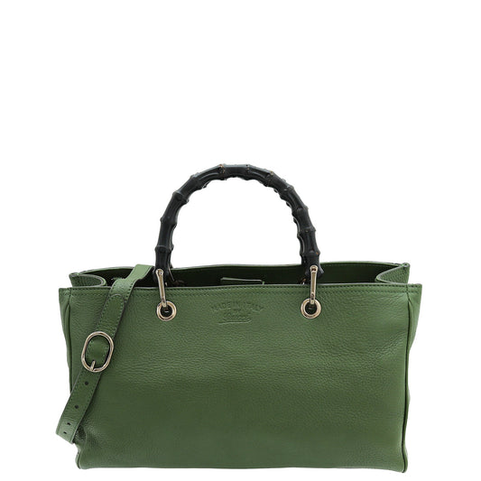 Gucci Green Bamboo Shopper Medium Bag