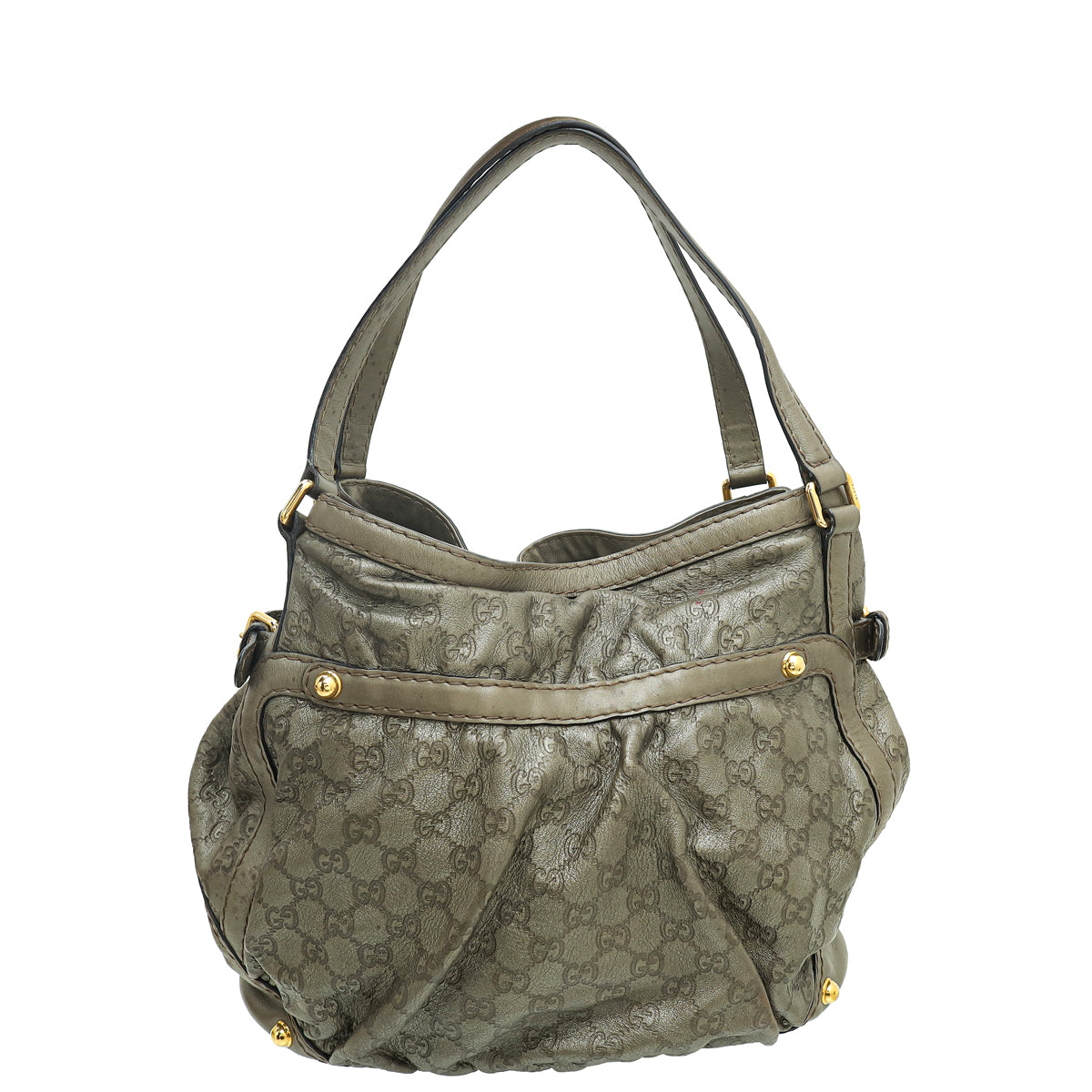 Gucci Metallic Grey Guccissima Medium Jockey Tote Bag