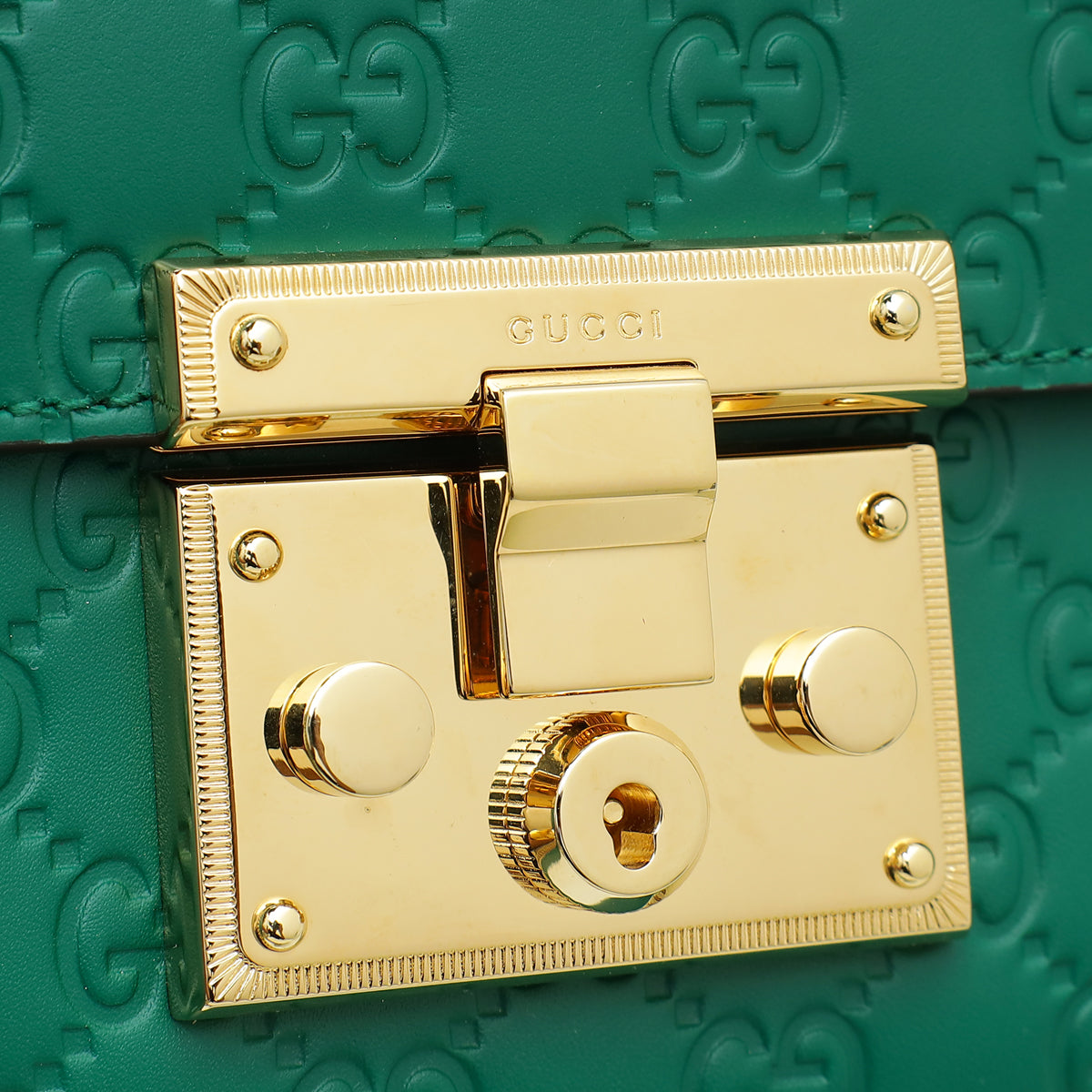 Gucci Green Guccissima Padlock Medium Bag