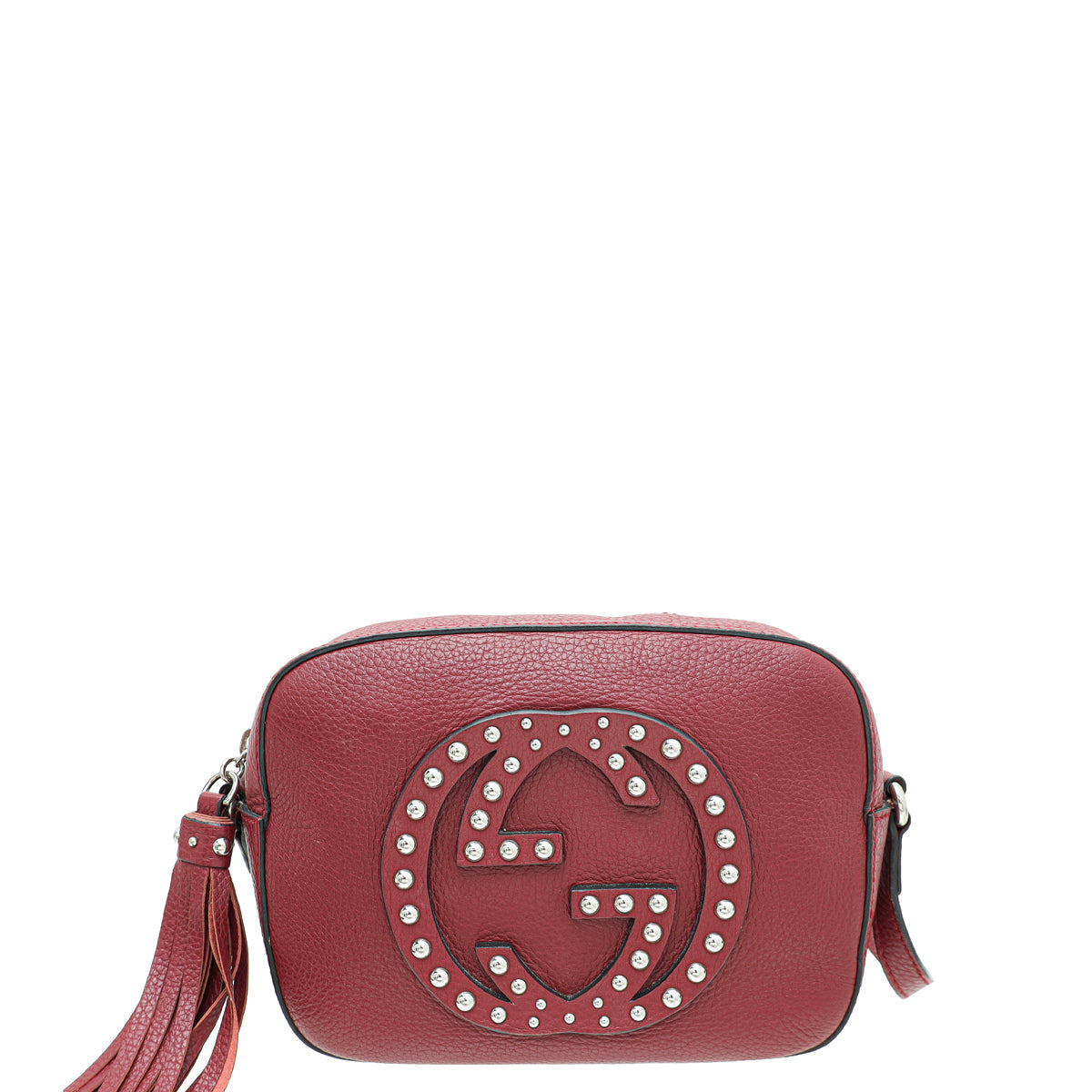 Gucci Burgundy Soho Disco Studs Camera Bag