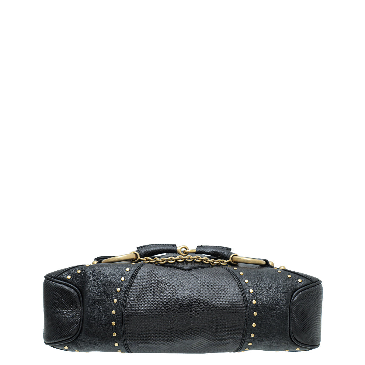 Gucci Black Studded Horsebit Chain Flap Bag