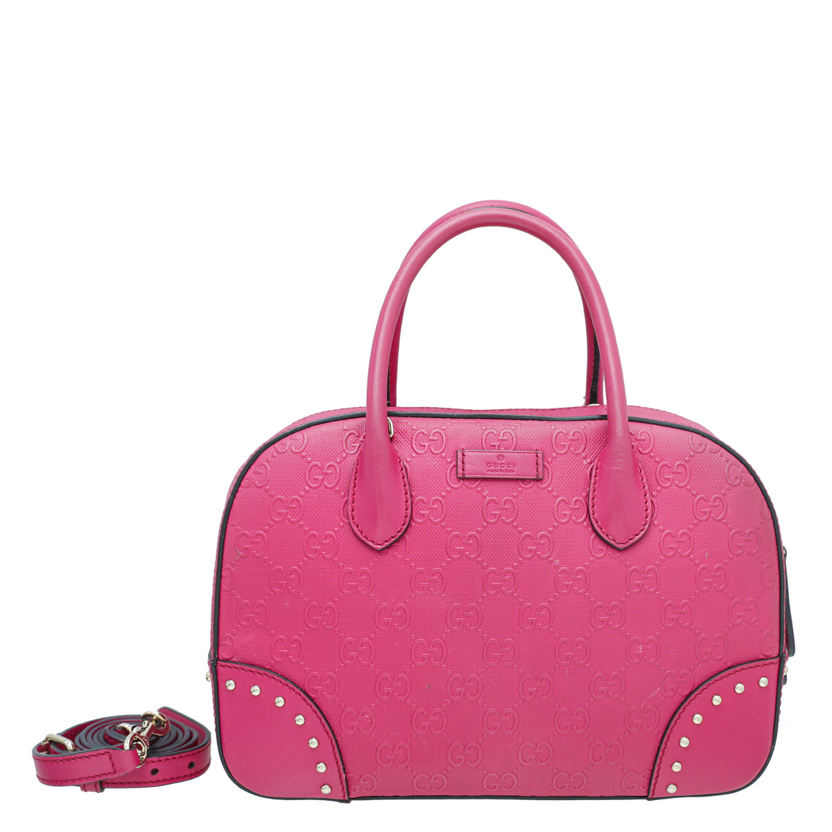 Gucci Fuchsia GG Bright Diamant Textured Top Handle Bag