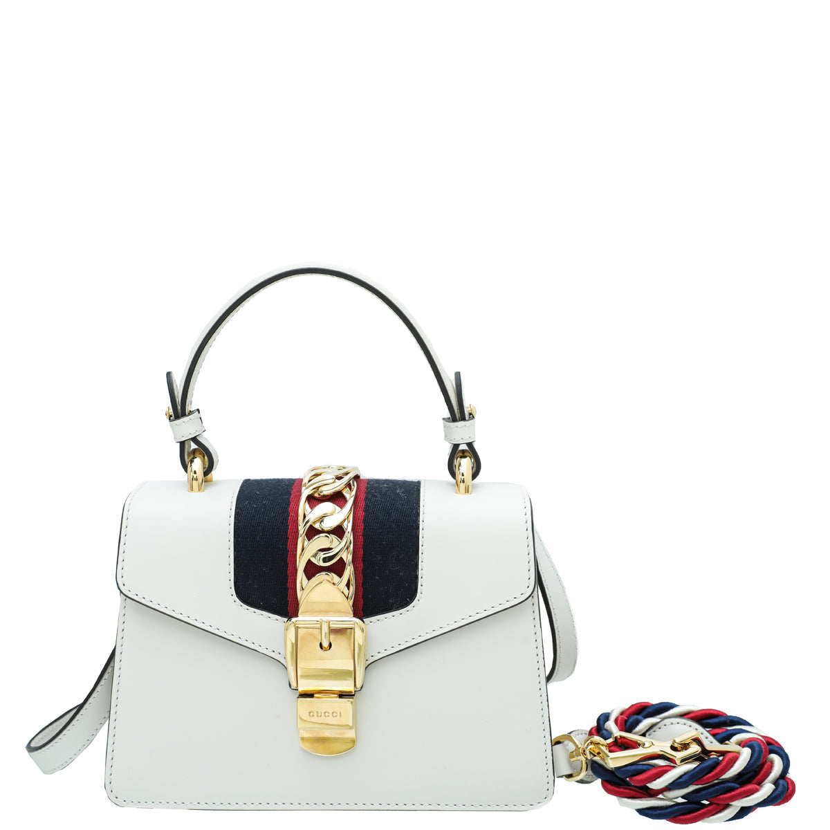 Gucci White Sylvie Top Handle Mini Bag