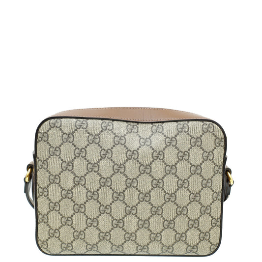 Gucci Bicolor GG Supreme Horsebit 1955 Small Shoulder Bag