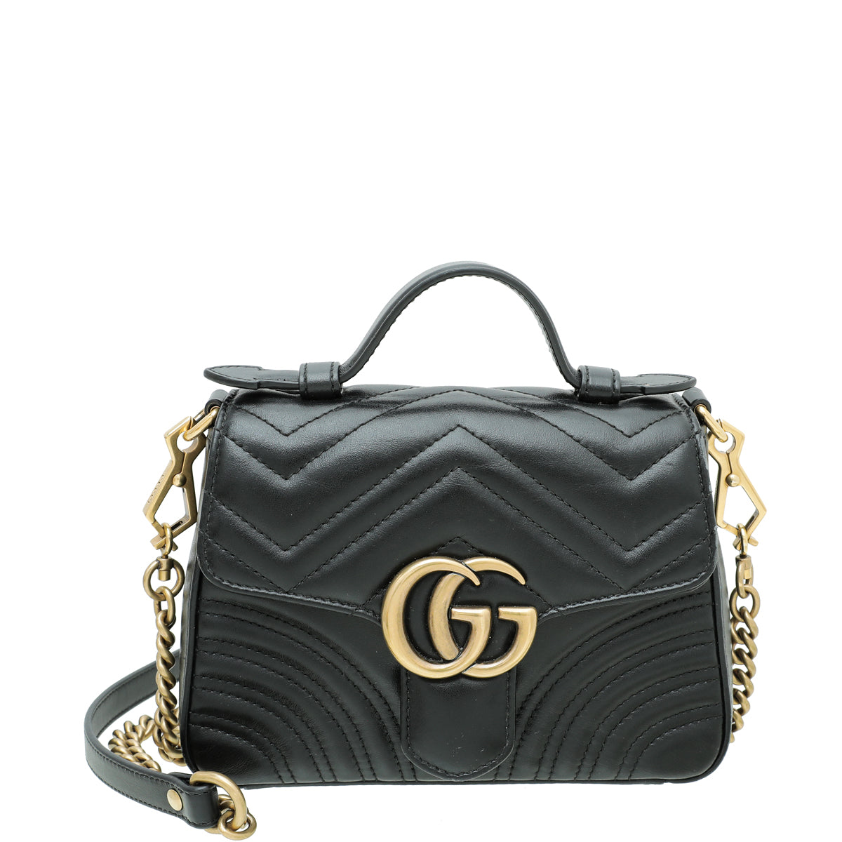 Gucci Black GG Marmont Top Handle Mini Bag