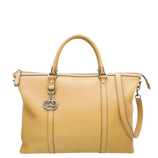 Gucci Brown GG Interlocking Charm Weekender Tote Bag