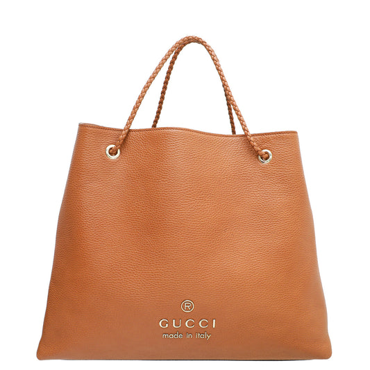 Gucci Brown Braided Handle Gifford Tote Bag