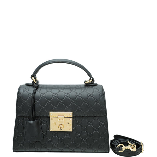 Gucci Black GG Guccissima Top Handle Small Bag