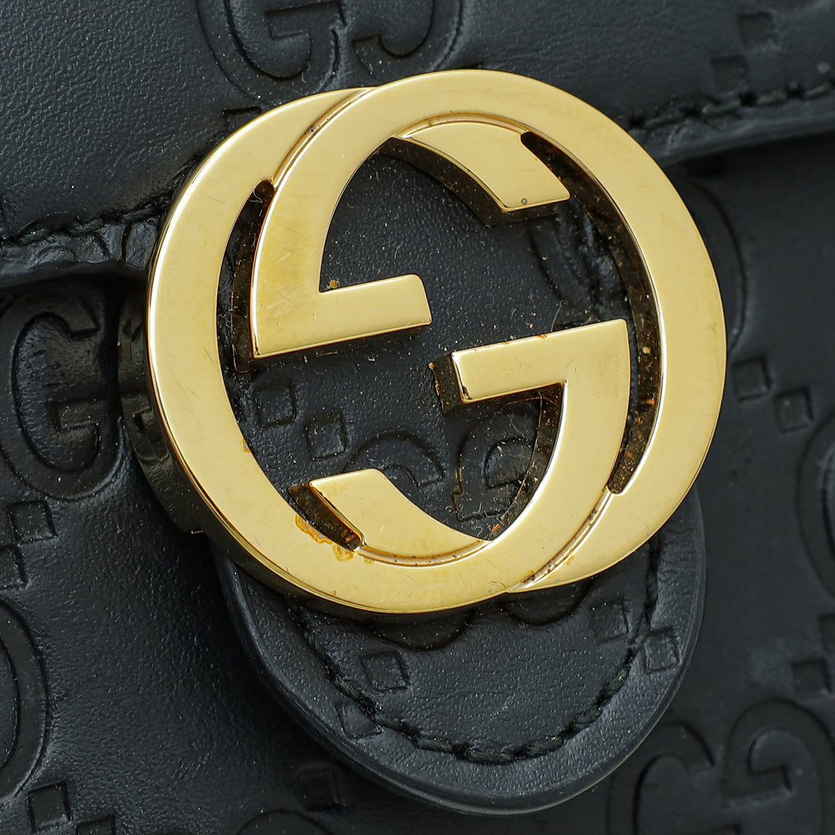 Gucci Black Guccissima Interlocking G Wallet on Chain