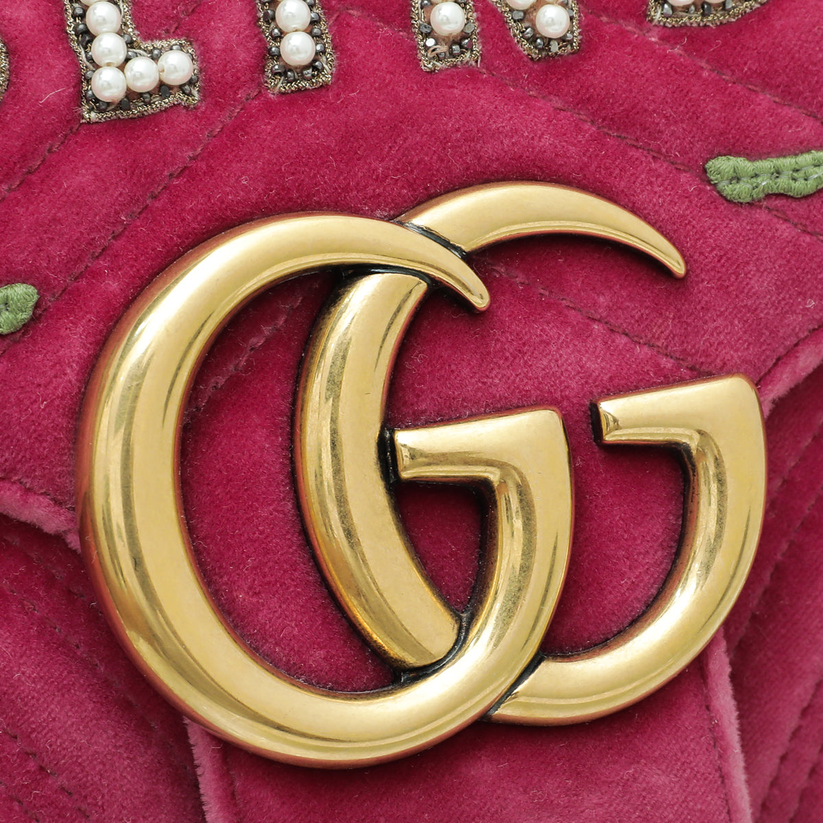 Gucci Pink GG Velvet Marmont Blind For Love Medium Bag