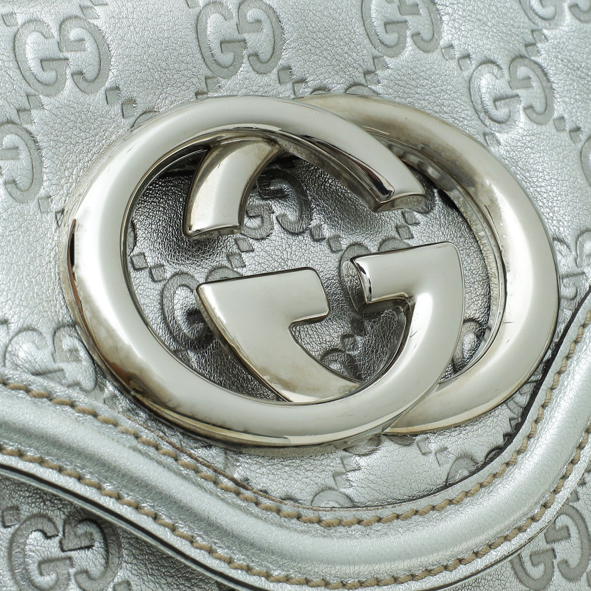 Gucci Metallic Silver Guccissima Britt Tassel Small Bag