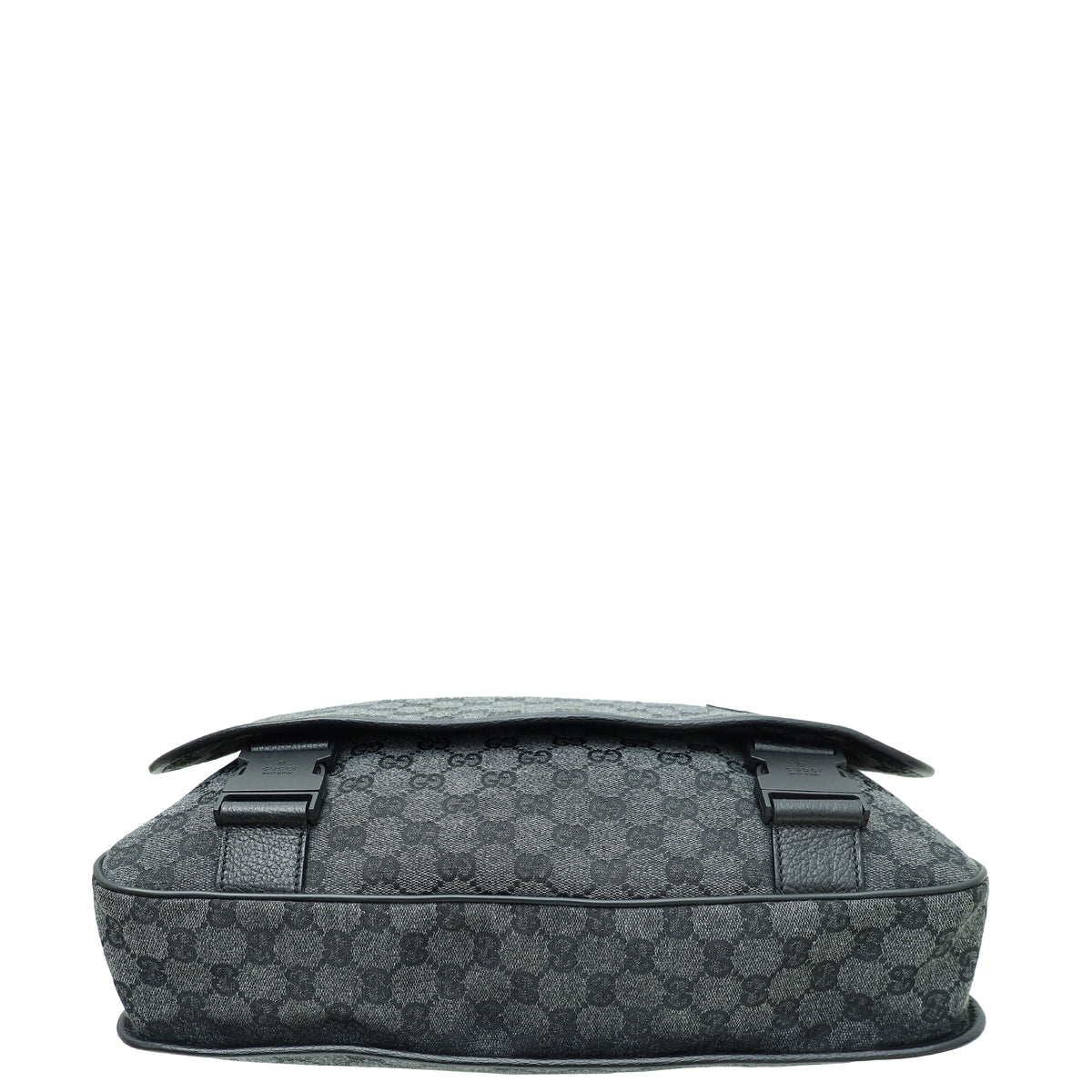 Gucci Black Denim GG Hysteria Double Buckle Flap Messenger Bag