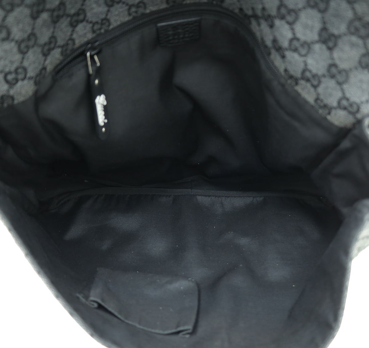 Gucci Black Denim GG Hysteria Double Buckle Flap Messenger Bag