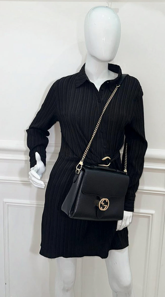 Gucci Black Interlocking G Top Handle Bag