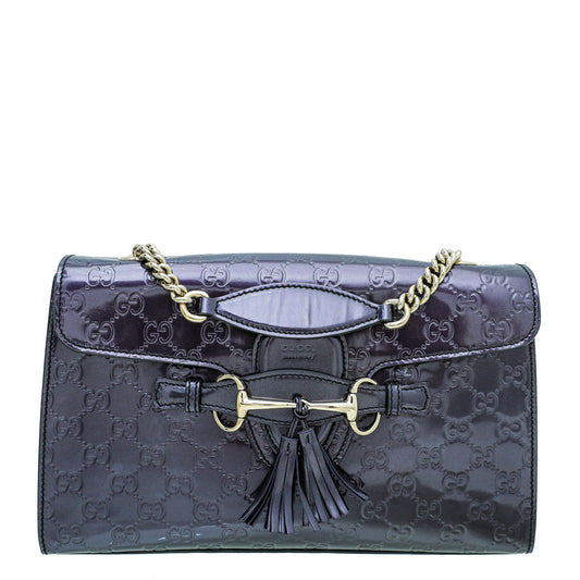 Gucci Aubergine GG Guccissima Emily Medium Bag