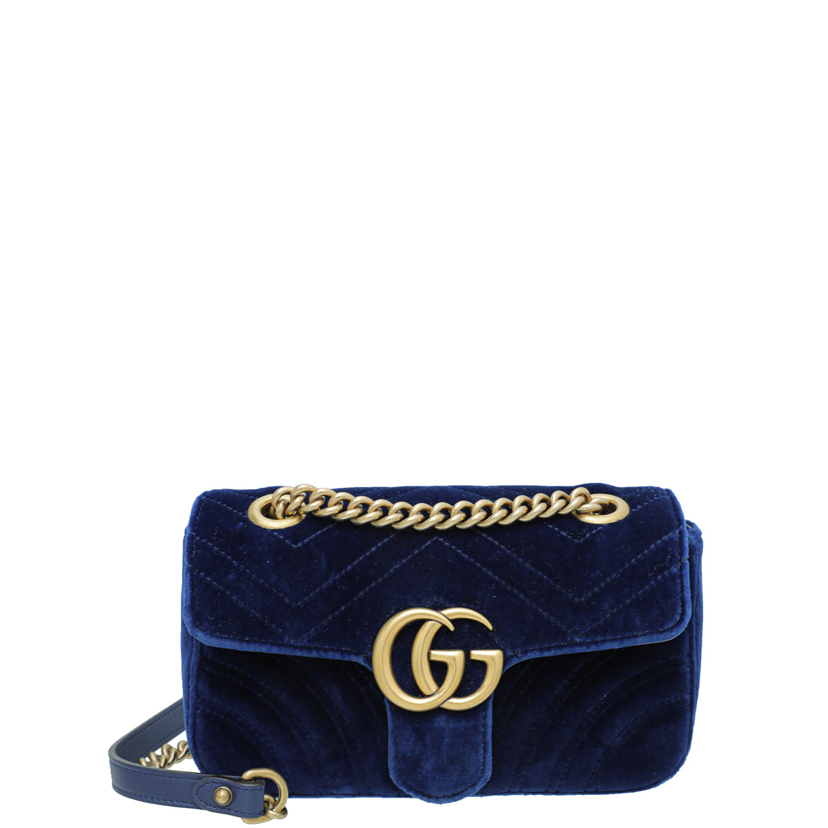 Gucci Blue GG Velvet Marmont Mini Shoulder Bag