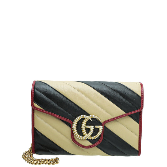 Gucci Bicolor Torchon GG Marmont Chain Wallet