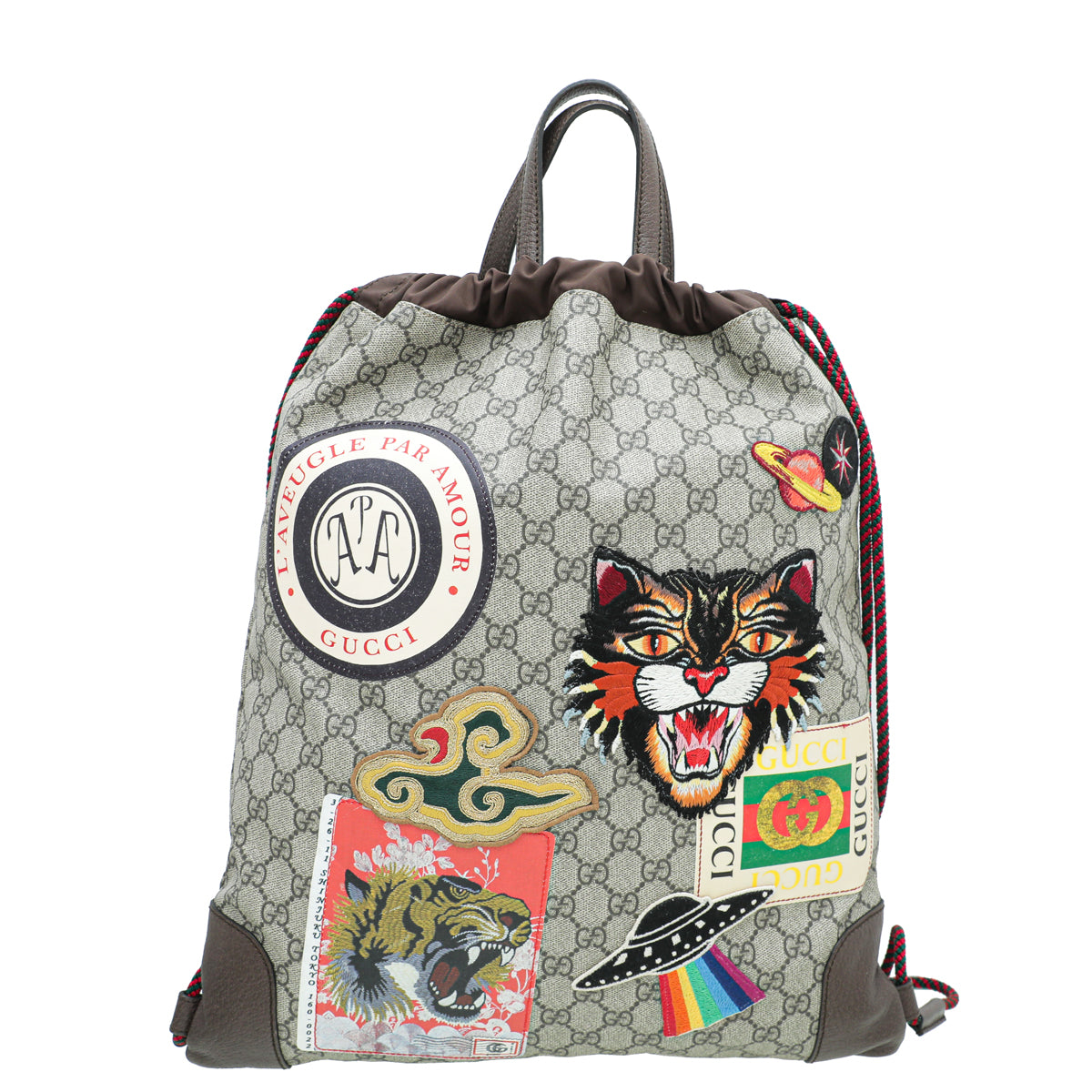 Gucci Multicolor Soft GG Supreme Courier Drawstring Backpack Bag