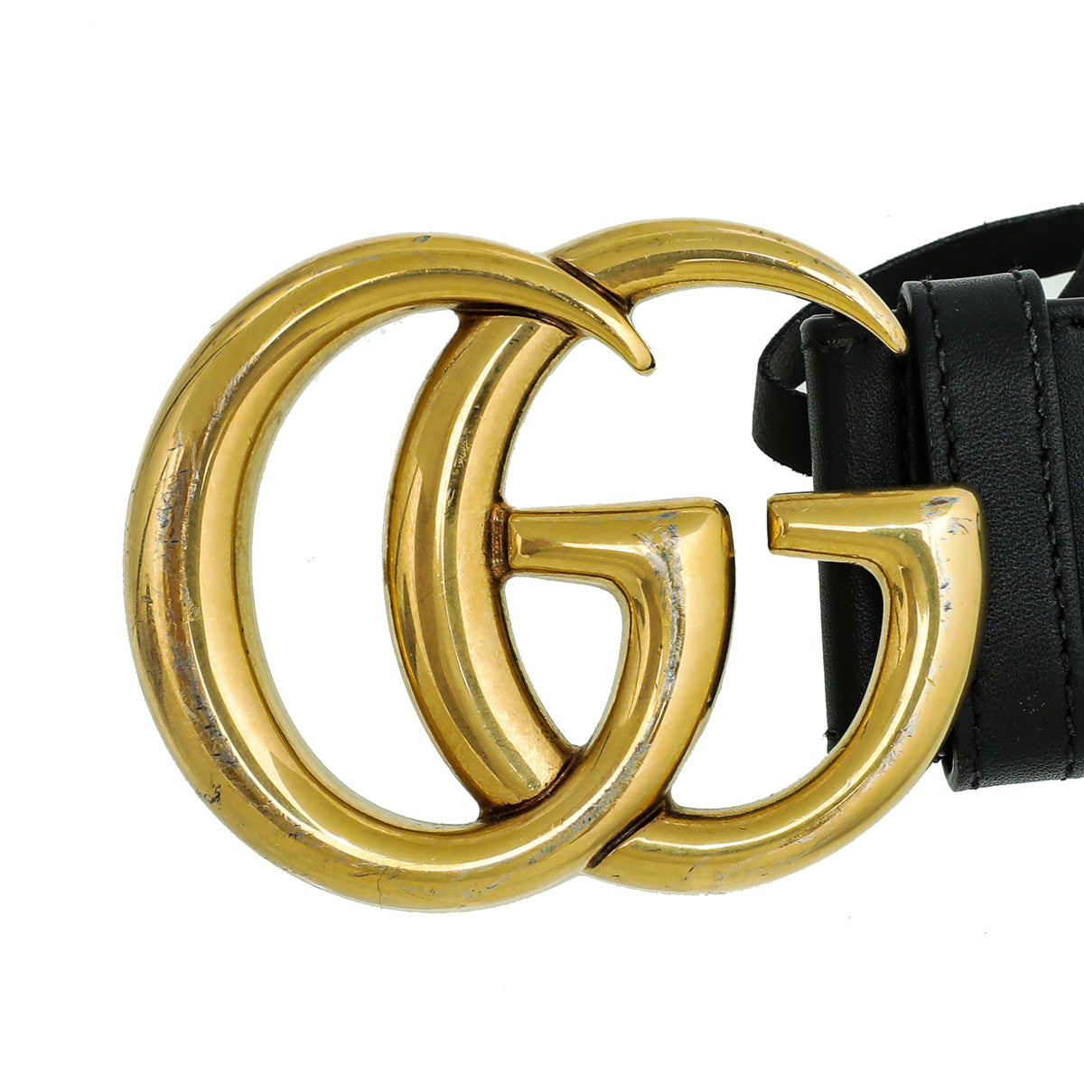 Gucci Black Aged GG Marmont 40mm Belt 36