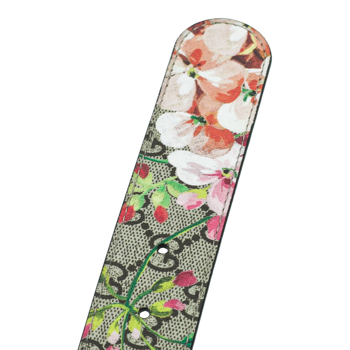 Gucci Dusty Pink Multicolor Double G Blooms Print Belt 36