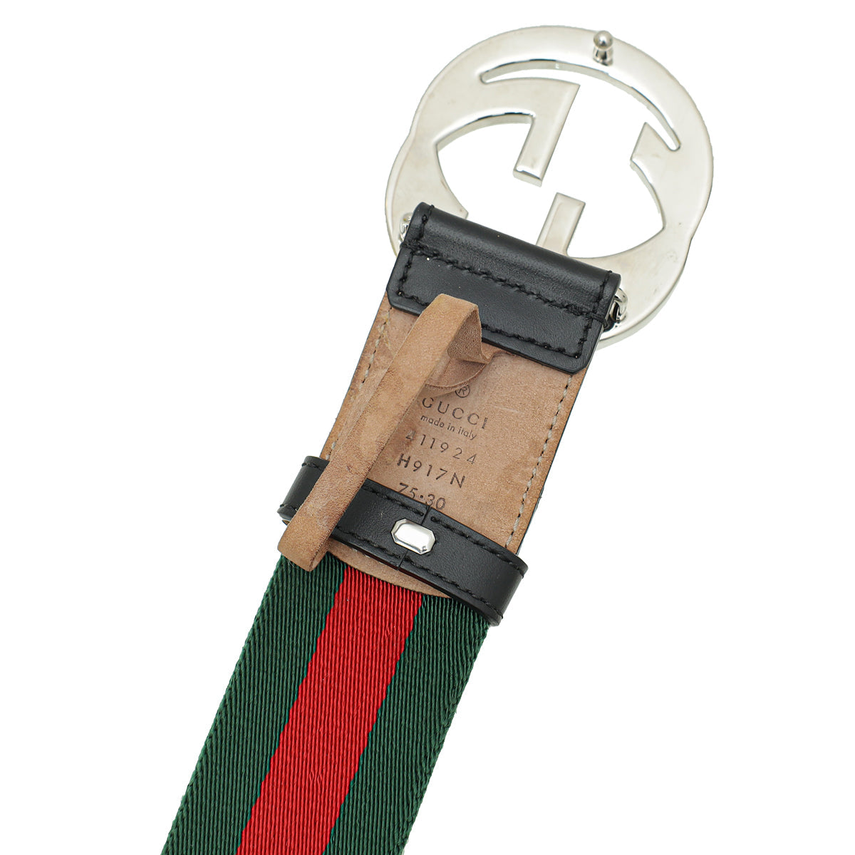 Gucci Tricolor Interlocking G Web Belt 30