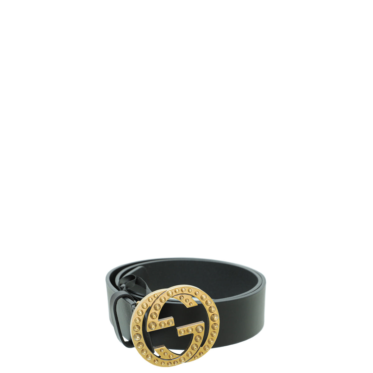 Gucci Black Studded Interlocking G Belt 38