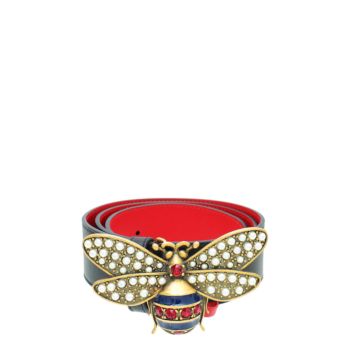 Gucci Bicolor Queen Margaret Bee Belt 30