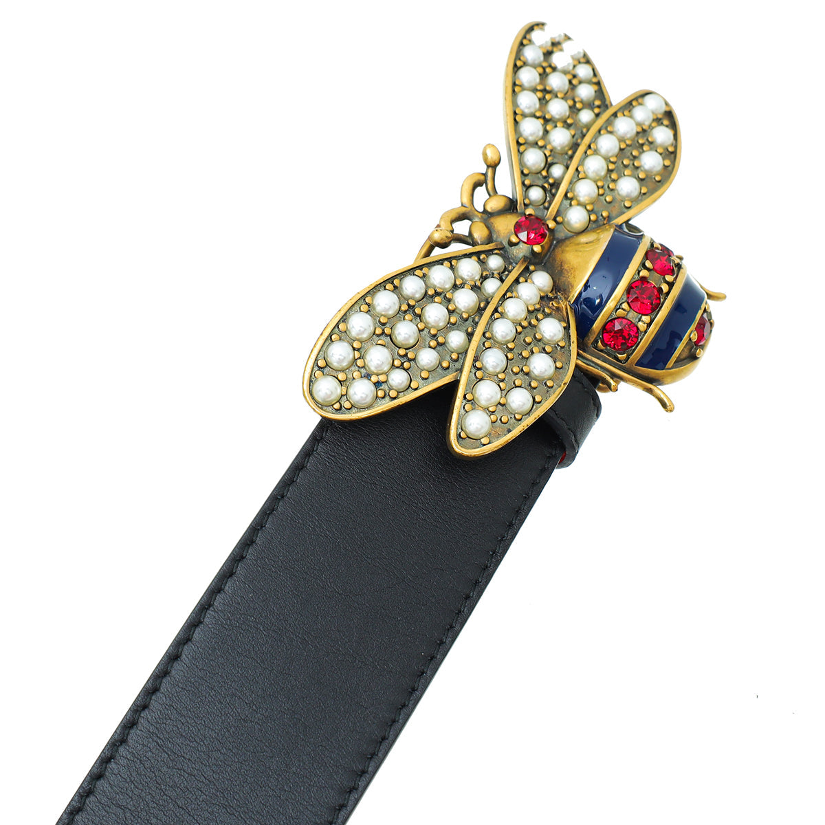 Gucci Bicolor Queen Margaret Bee Belt 30