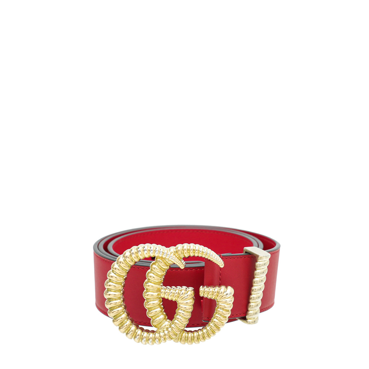 Gucci Red Double G Torchon Leather Belt 36