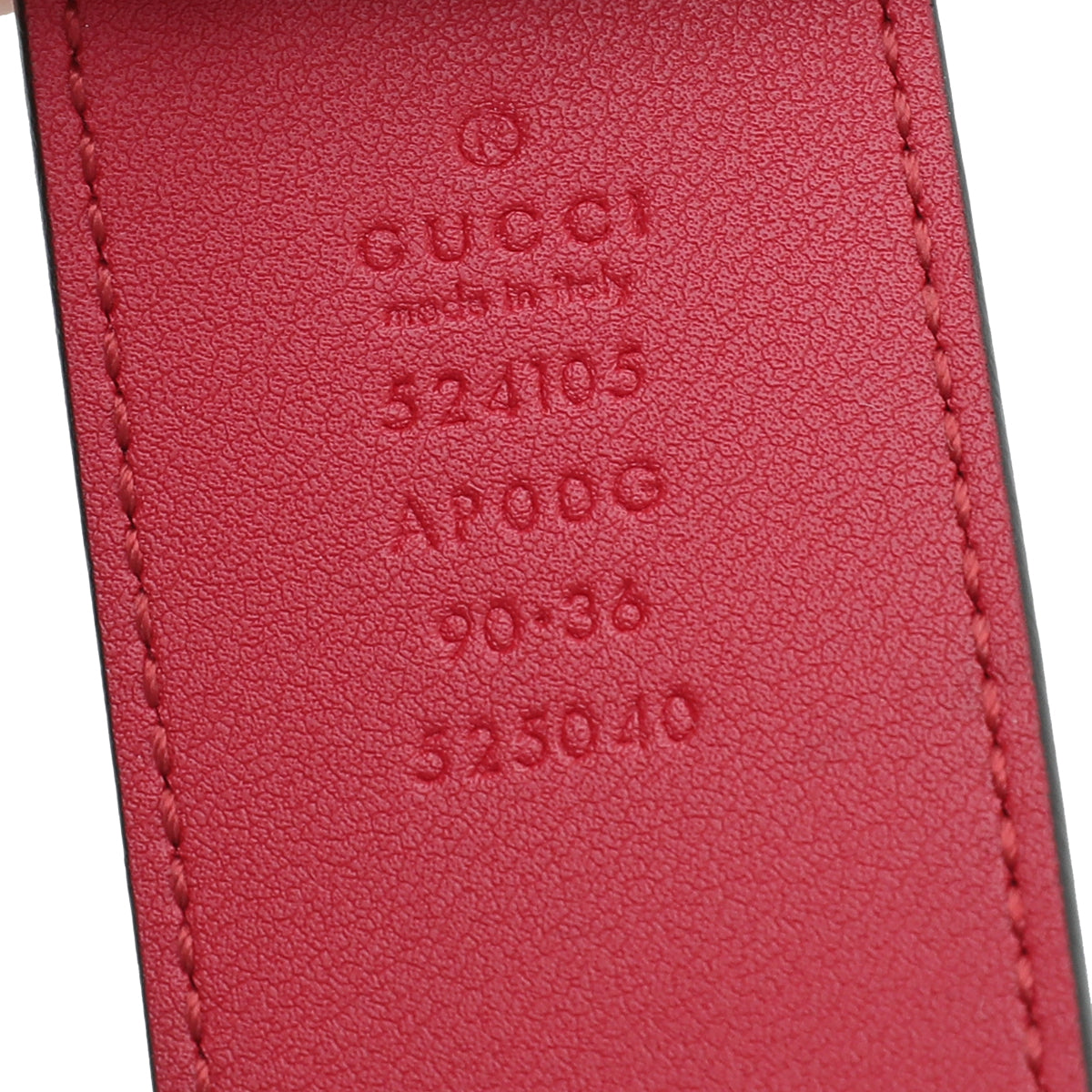 Gucci Red Double G Torchon Leather Belt 36