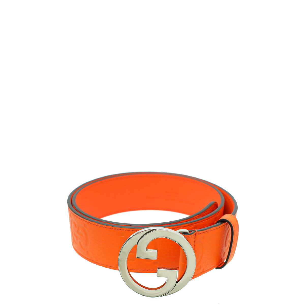 Gucci Orange GG Embossed Blondie Wide Belt 32