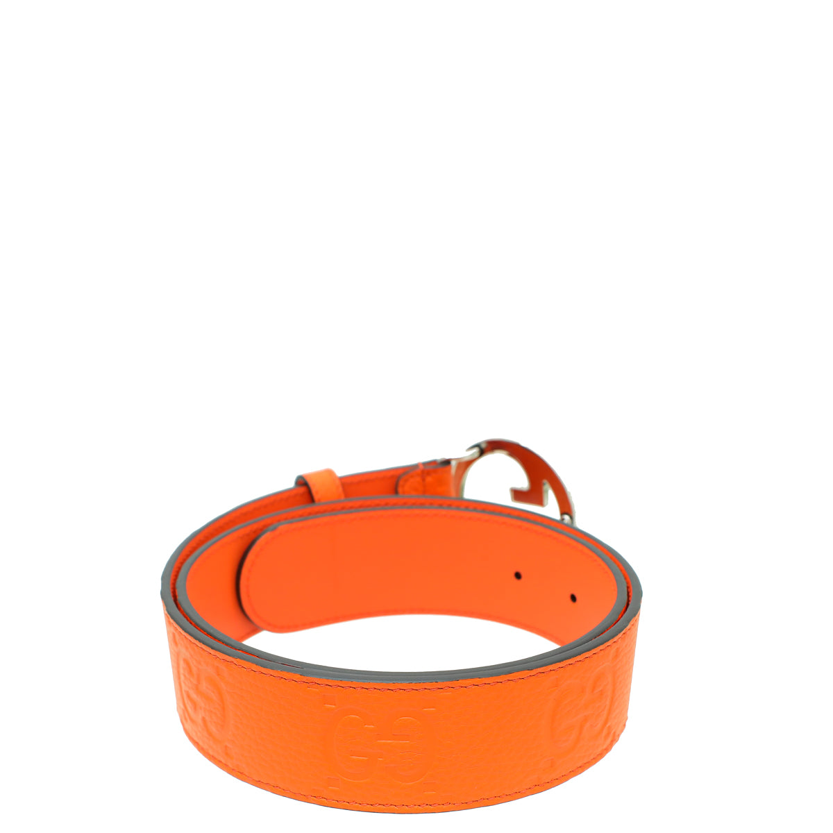 Gucci Orange GG Embossed Blondie Wide Belt 32