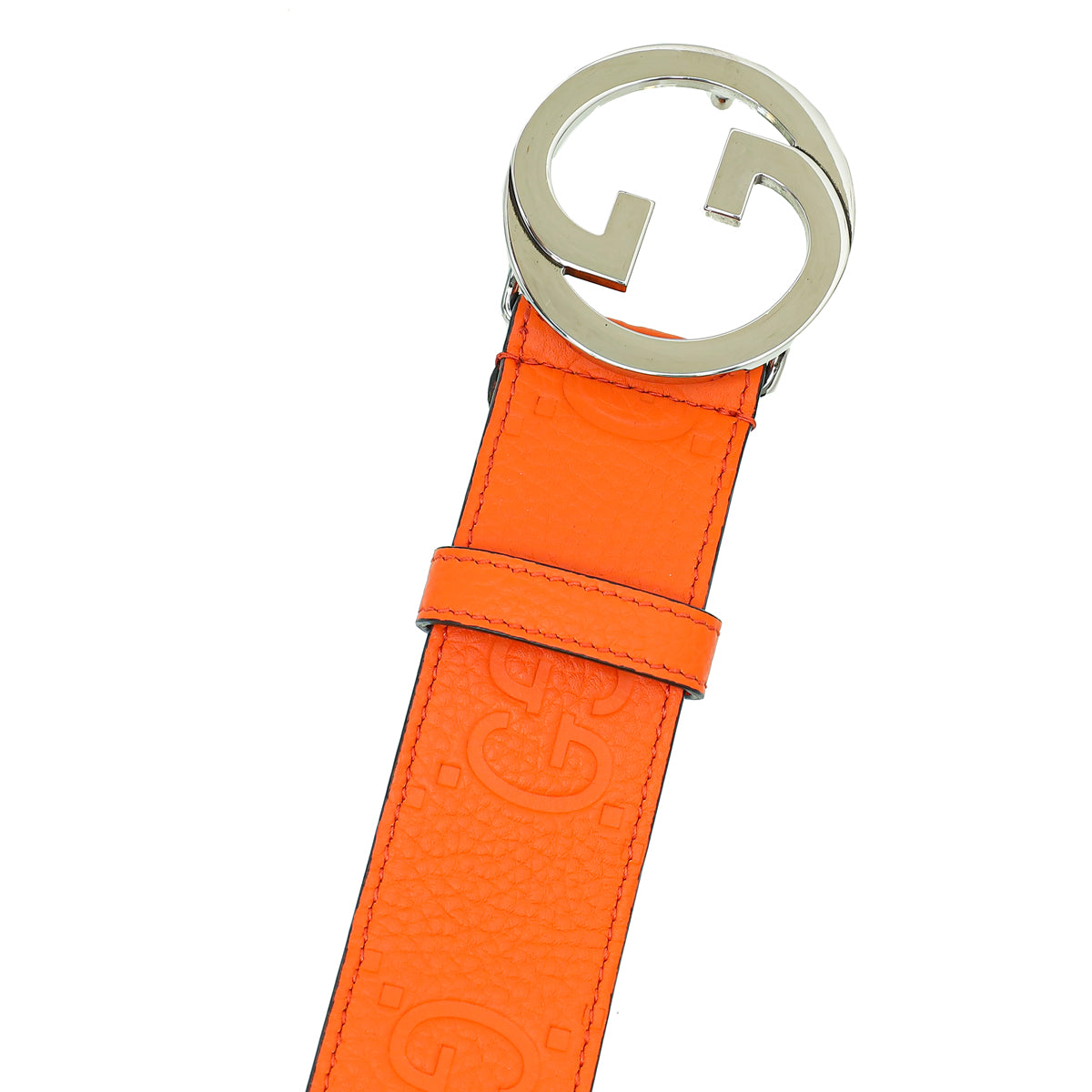 Gucci Orange GG Embossed Blondie Wide Belt 32