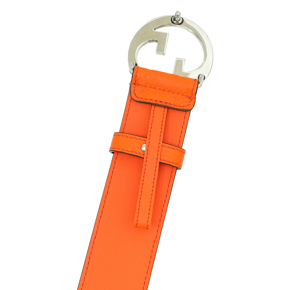 Gucci Orange GG Embossed Blondie Wide Belt 32