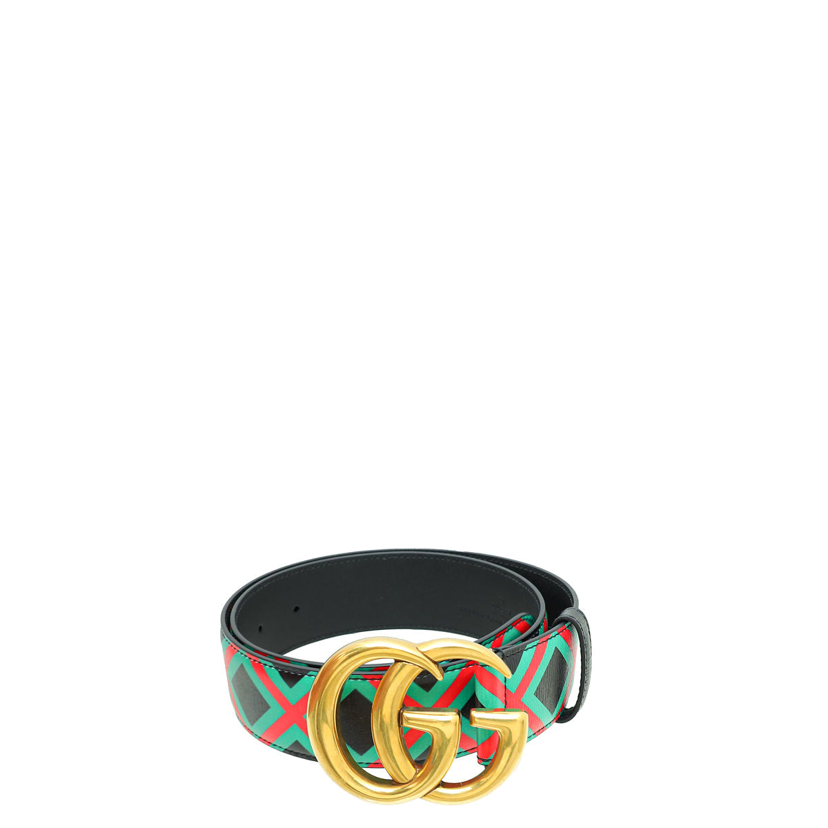 Gucci Tricolor Double G Criss Cross Print Belt 30