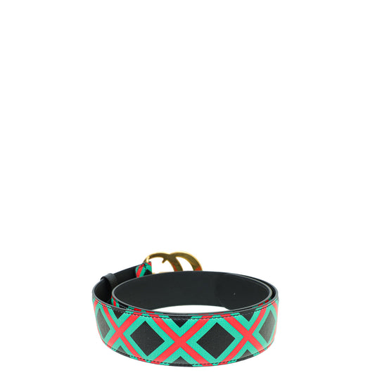 Gucci Tricolor Double G Criss Cross Print Belt 30