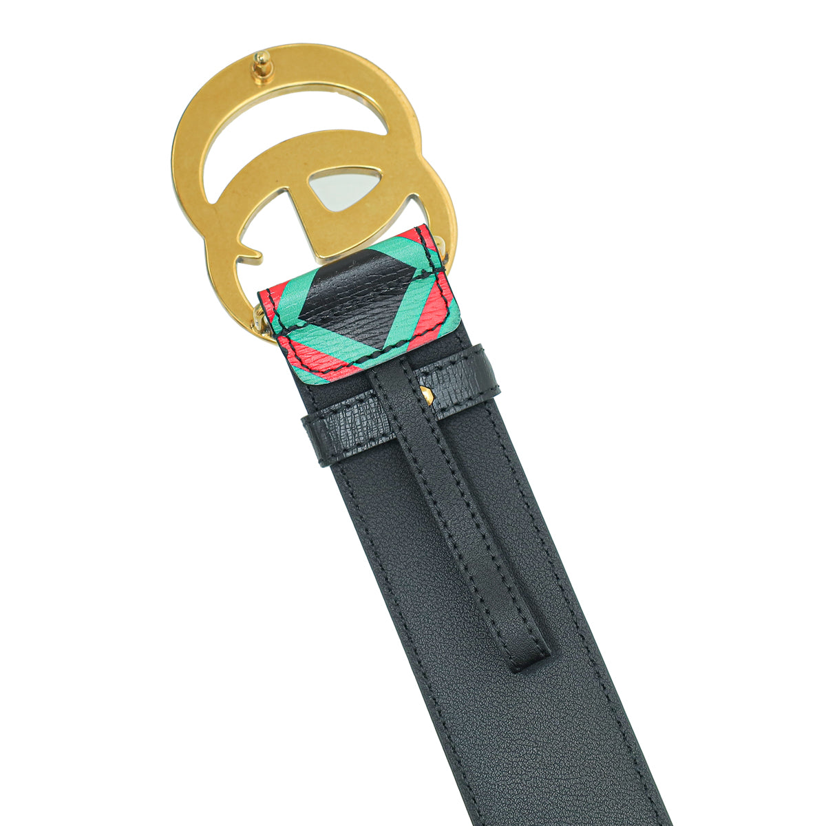 Gucci Tricolor Double G Criss Cross Print Belt 30