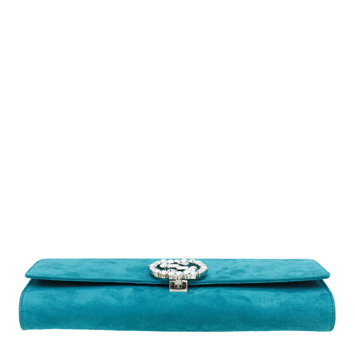 Gucci Turquoise Suede Broadway Jeweled Clutch