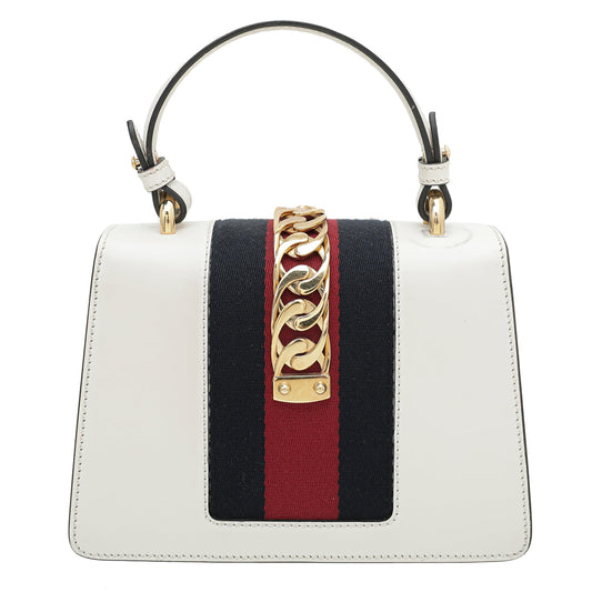 Gucci White Sylvie Floral Embroidered Mini Bag