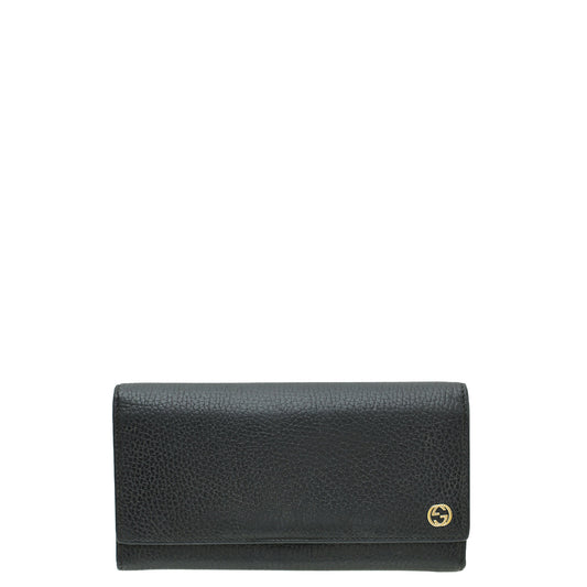 Gucci Black Interlocking GG Continental Wallet