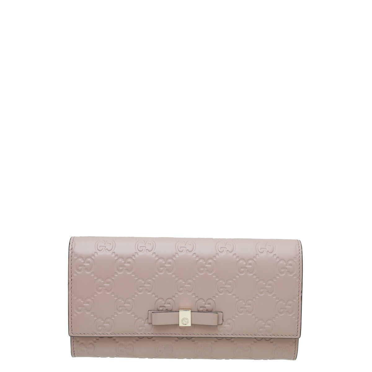 Gucci Baby Pink GG Guccissima Bow Continental Wallet